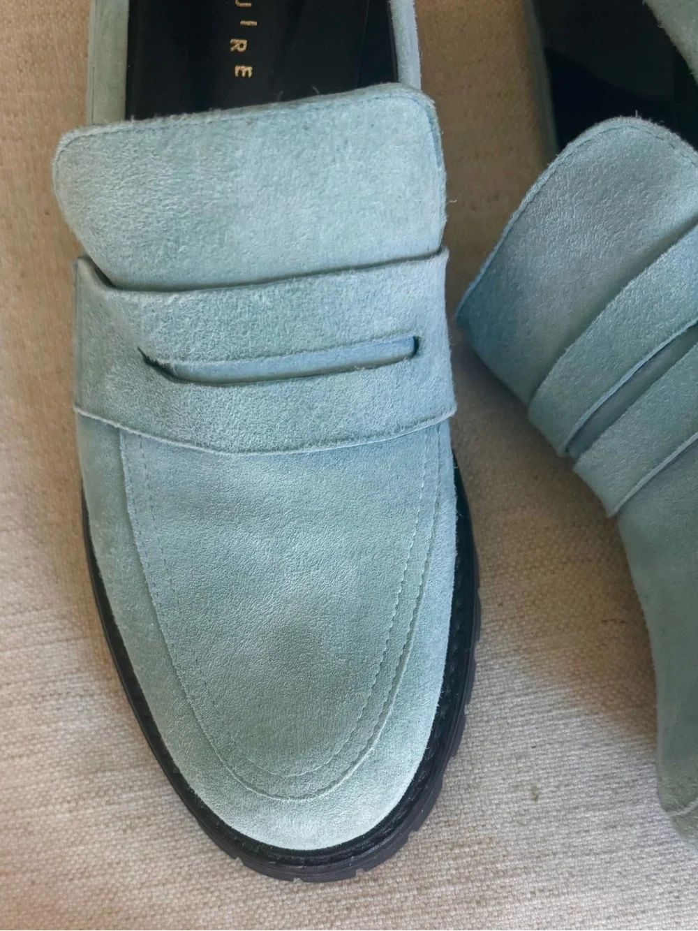Maguire Sintra Powder Blue Suede Lug Sole Penny Loafers EU 38 Made in Portugal